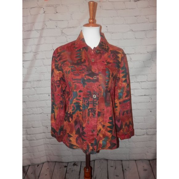 Chico's Jackets & Blazers - CHICO'S Jacket 0 Small Burgundy Black Button Front